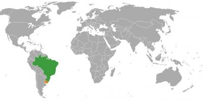 أوروغواي الموقع على خريطة العالم ، 